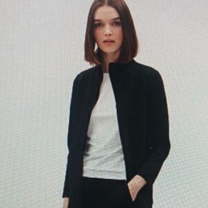 Eileen Fisher Petite Black Zip Front Jacket Tencel Stretch Minimalist Petite L